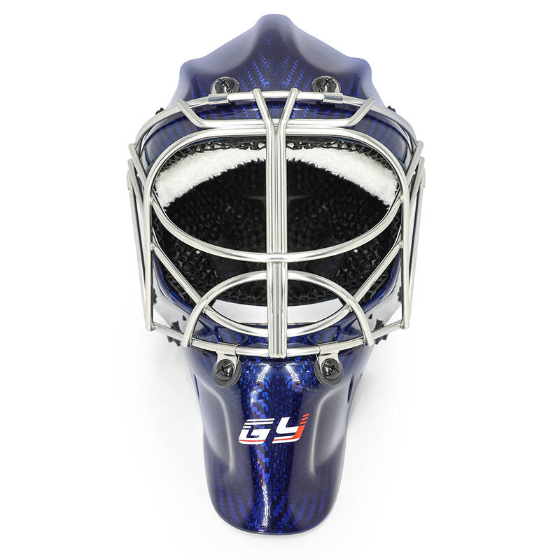 ຫມວກກັນກະທົບ Pro Hockey Goalie ຜູ້ອາວຸໂສທີ່ມີ 3D Printed Cat Eye Lining: ການປົກປ້ອງປະສິດທິພາບສູງ